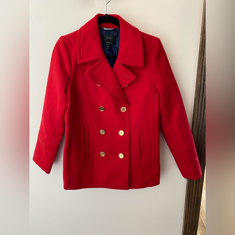 J.Crew Red Italian Wool Peacoat – Size 8